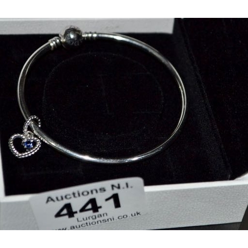 441 - Pandora Bracelet with Heart Pendant Charm