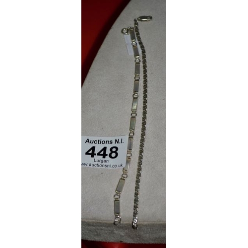 448 - Silver mother of pearl bracelet + silver bracelet