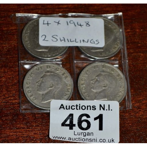 461 - 4x 1948 Two Shilling