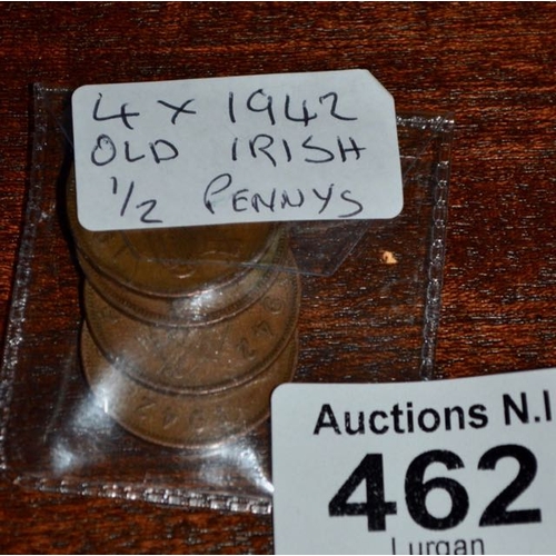 462 - 4x 1942 Old Irish Half Penny