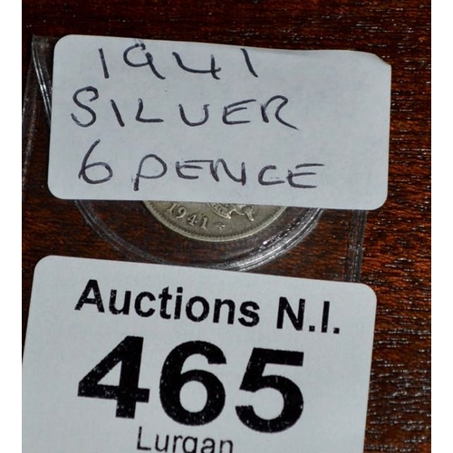 465 - 1941 Silver 6 Pence