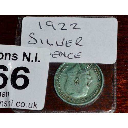 466 - 1922 Silver Sixpence