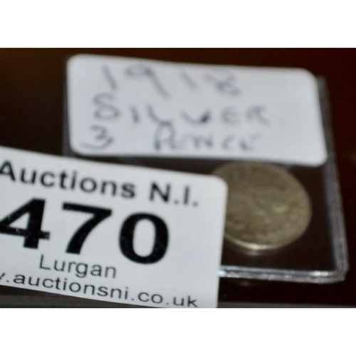470 - 1918 Silver Threepence
