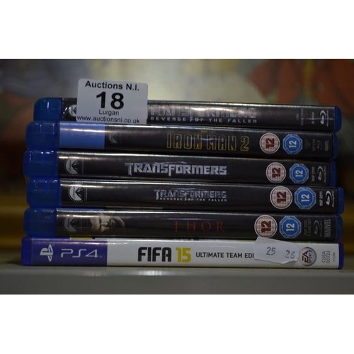 18 - 5x Blu Ray Incl Transformers + PS4 Fifa 15