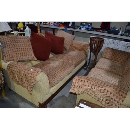 536 - Quality Upholstered 3 + 2 On Wooden Frame