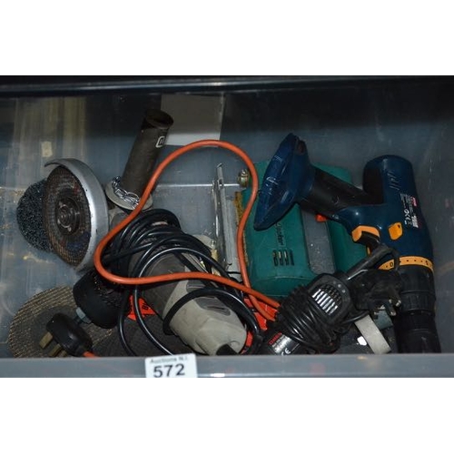 572 - Box Of tools Including Grinder