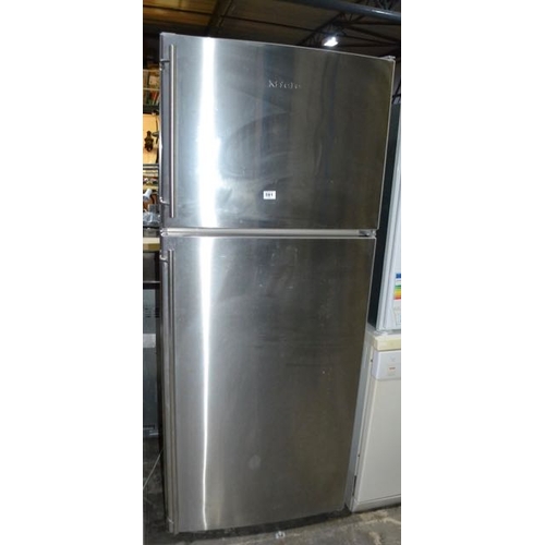 591 - Meile Stainless Steel Fridge Freezer No Shelves In Fridge