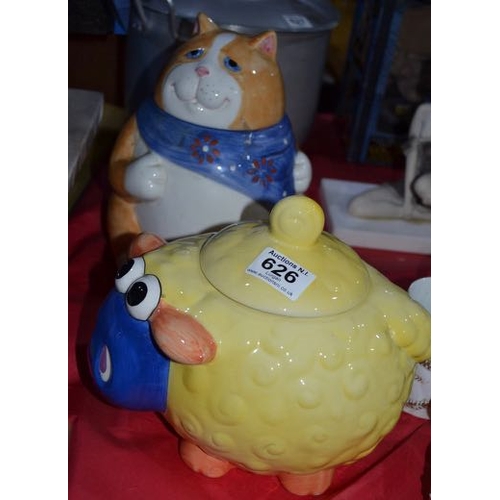 626 - Sheep + Cat Cookie Jars