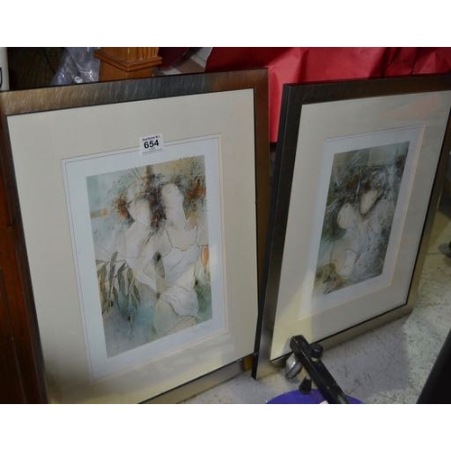 654 - Pair Of Matching Framed Prints