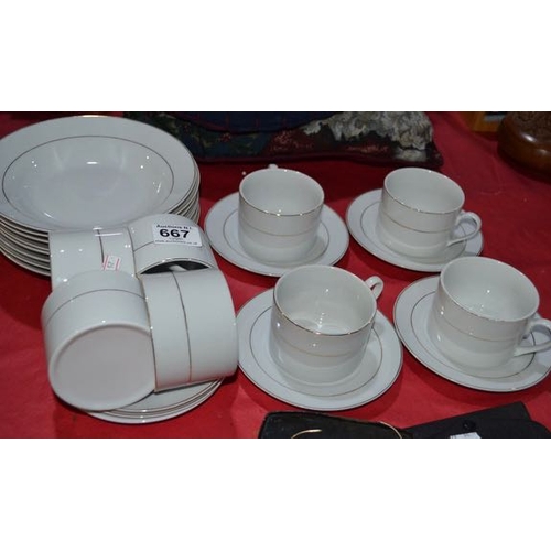 667 - 24 Pc White Teaset