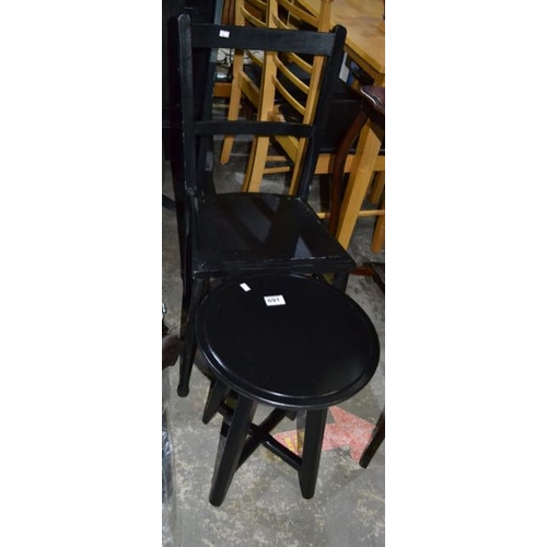 691 - Black Chair + Stool