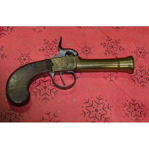 507 - Cannon Barrel Brass Pocket Pistol Mid 1800s