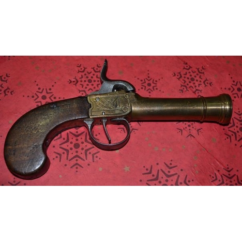 507 - Cannon Barrel Brass Pocket Pistol Mid 1800s