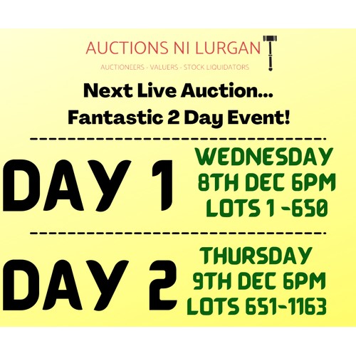 1 - Day 1 - Wed 8th Dec 6pm - Lots 1-650