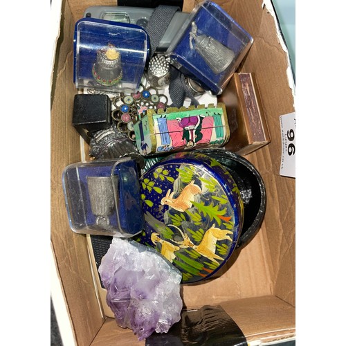 96 - Box Of Curios Including Gemstone Etc