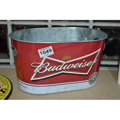 1049 - Tin Budweiser Ice Bucket 1'x8