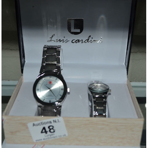 48 - Luis Cardini Twin Watch Set Boxed