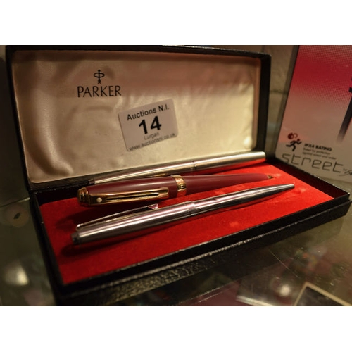 14 - Parker Pen + Sheaffer Pen + Platignum Pen