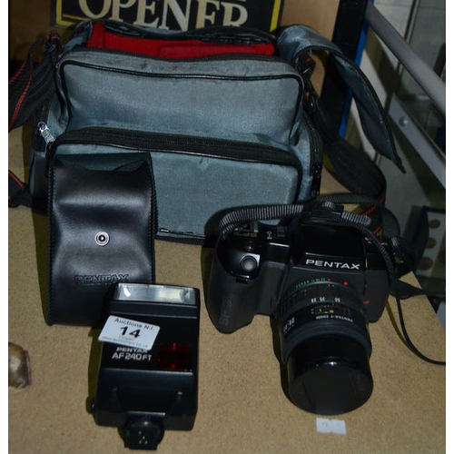 14 - Pentax SF7 F- Zoom Camera With Pentax AF240Ft Flash + Carry Bag