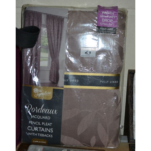 21 - Bordeaux Jacquard Pencil Pleat Curtains 46 x54