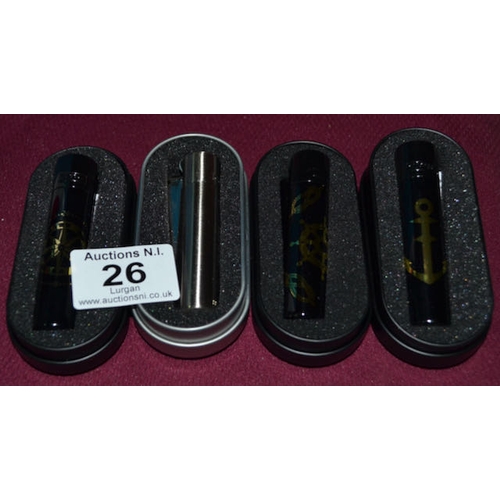 26 - 4 x Nautical Clipper Lighters In Tins