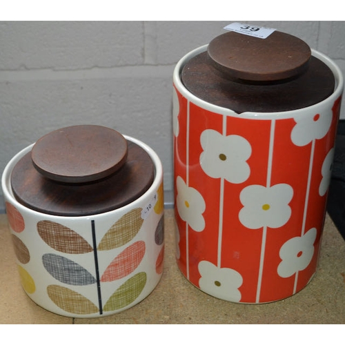 39 - Orla Kiely Cannister x 2 - Small Chip In One