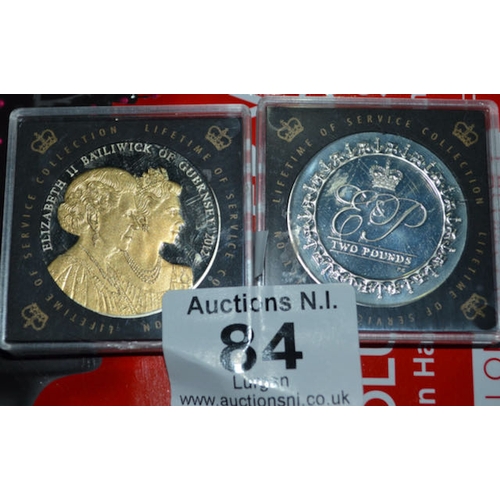 84 - Lifetime Of Service Collection 2012 Guernsey £5 Coin + 2011 £2 Coin