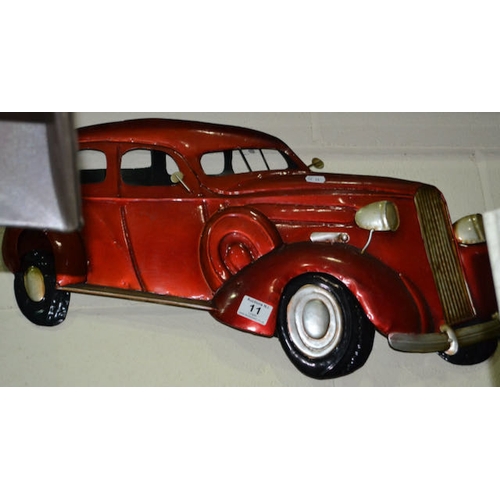 11 - Red Metal Car Wall Art