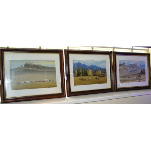 45 - 3 x Framed B. Ochirhuyag Oil Paintings