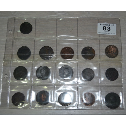 83 - Sheet of 1800s Coins Incl Half Penny