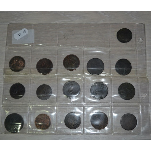 83 - Sheet of 1800s Coins Incl Half Penny