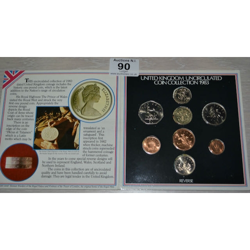 90 - UK Uncirculated 1983 Coin Collection In Folder