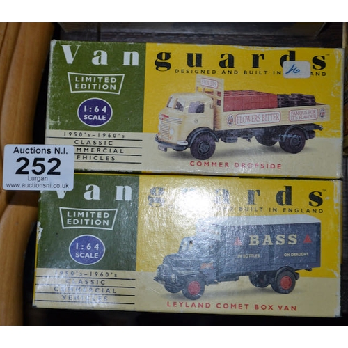 252 - Vanguards Die Cast Model x 2 - Commer Dropside & Leyland Comet Box Van 1:64