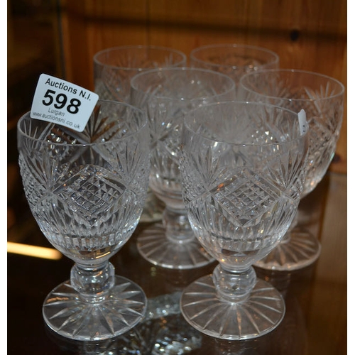 598 - Set Of 6 Tyrone Crystal Glasses