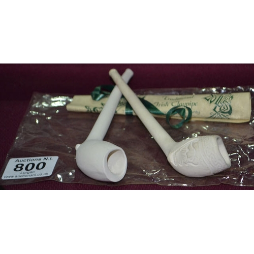 800 - 2 x Traditional Irish Clay Pipes