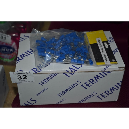 32 - Box Of Approx 10 x 100pc Blue Female Terminals