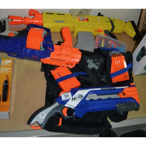 58 - Nerf Gun x 3 + Accessories