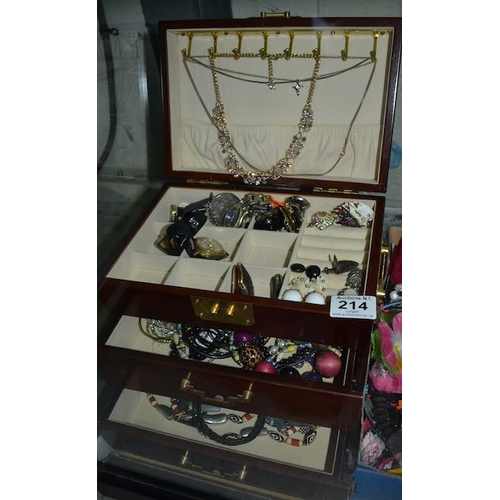 214 - Jewellery Box & Contents