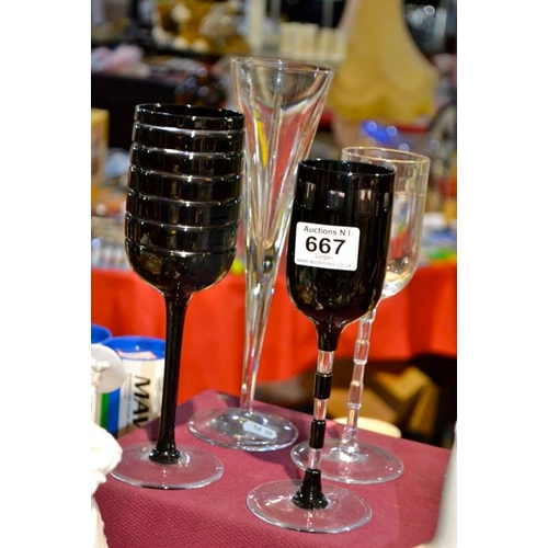 667 - 4 x Crystal Wine Glasses