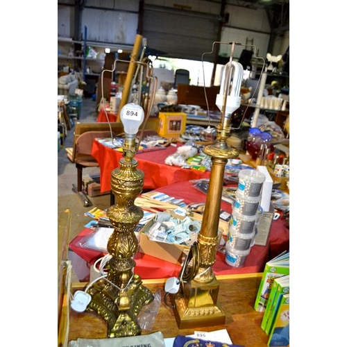 894 - 2 x Tall Gilt Table Lamps