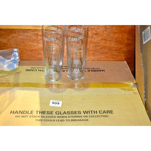 909 - Box Of 24 Carling Pint Glasses