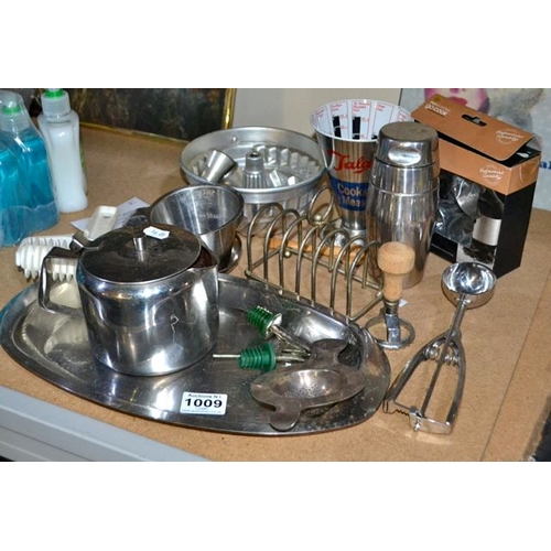 1009 - Large Lot Of stainless Steel Kitchenalia