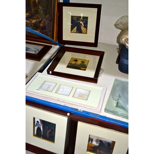 1073 - Set Of 4 Framed Prints & A trio Box Frame