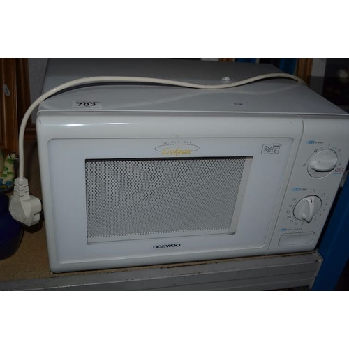 703 - Daewoo Microwave + 2 Large Pine Framed Wine Prints