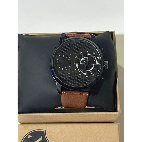 300 - Gents Watch On Brown Leather Strap. RRP £45