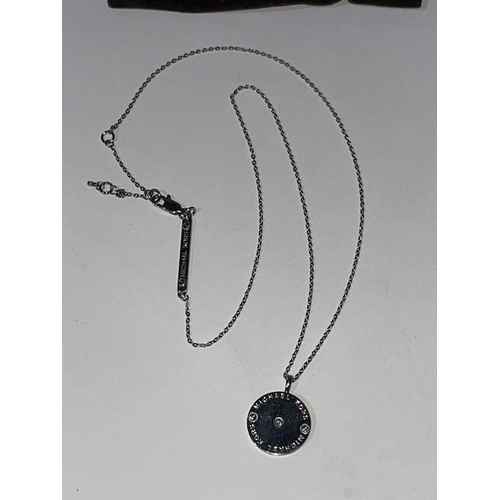 283 - Michael Kors Crystal Logo Disc Pendant Necklace