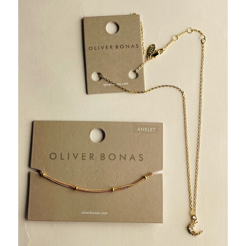 Oliver Bonas Anklet + Moon Pendant Necklace