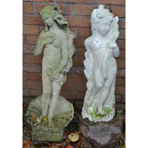 192 - Concrete Lady 2'10 + Cherub Figure 2'11