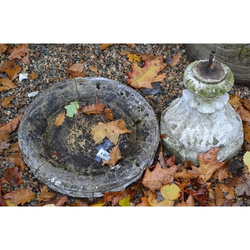 201 - Concrete Bird Bath + Concrete Base