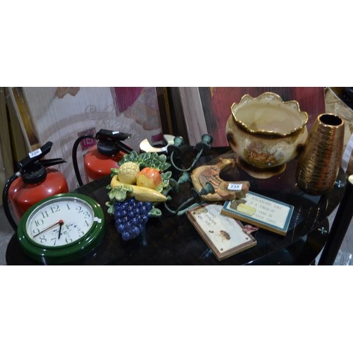 218 - Collectable Kitchen Ware Incl Wall Clock, Planter Etc